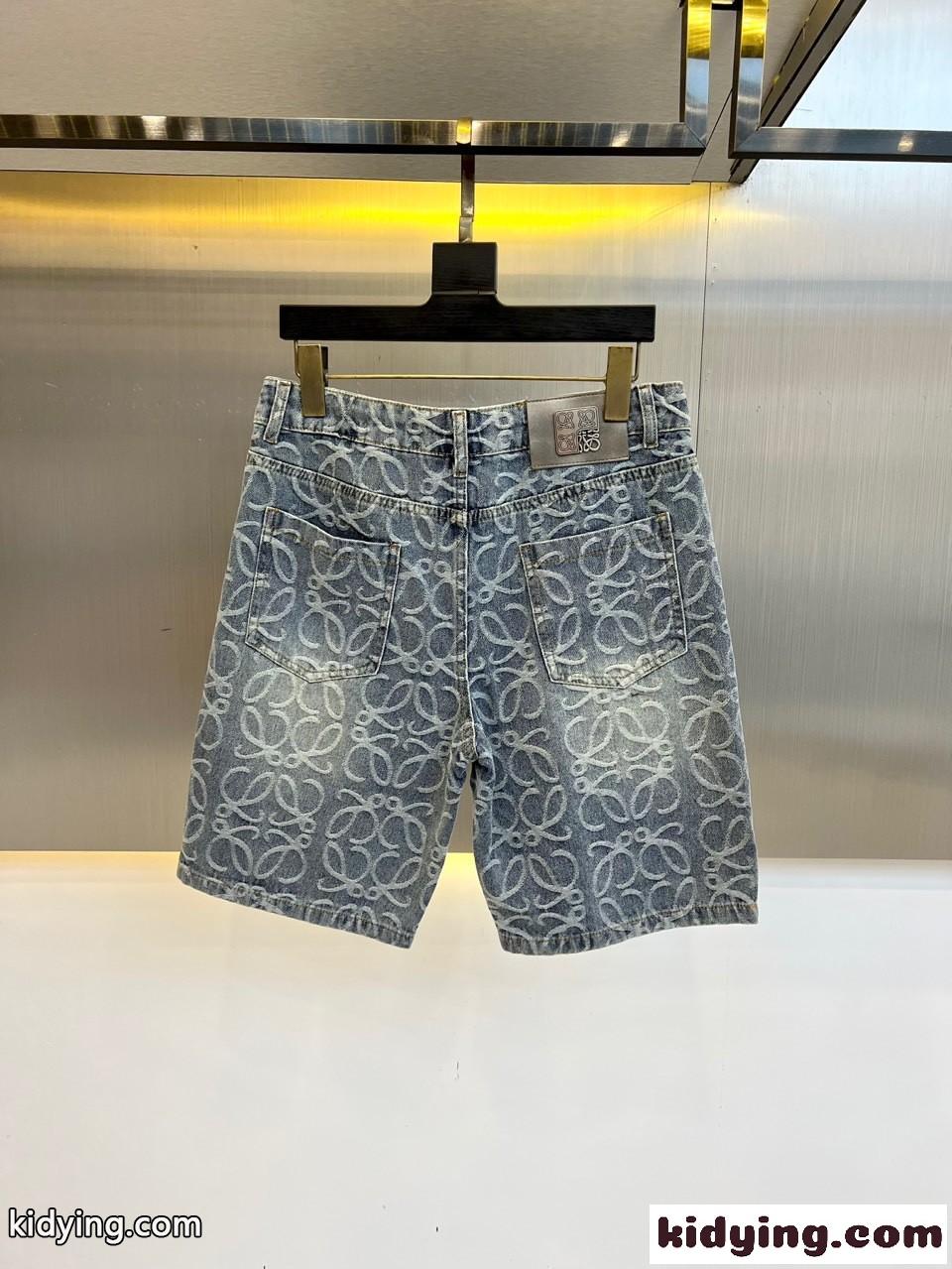 アナグラム 総柄 デニム ショートパンツ ロエベ パンツ 偽物 メンズ-1