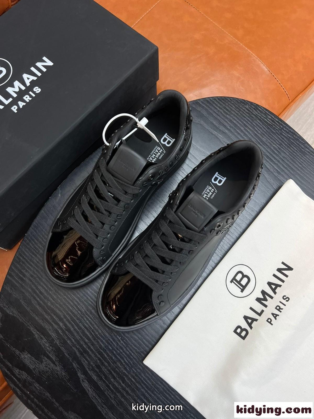 バルマン スニーカー コピー 定番 レザー B-Skate スニーカー ブラック-1