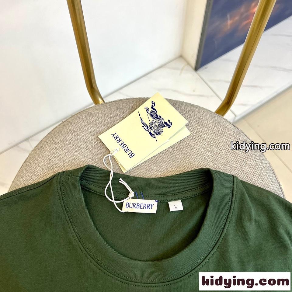 シンプル カジュアル コットンTシャツ バーバリー 半袖Tシャツ コピー グリーン-2