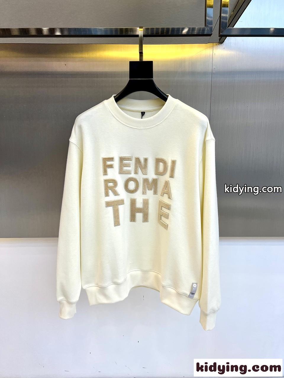 カジュアル ロゴ入り フェンディ Tシャツ コピー スウェットシャツ ホワイト-1