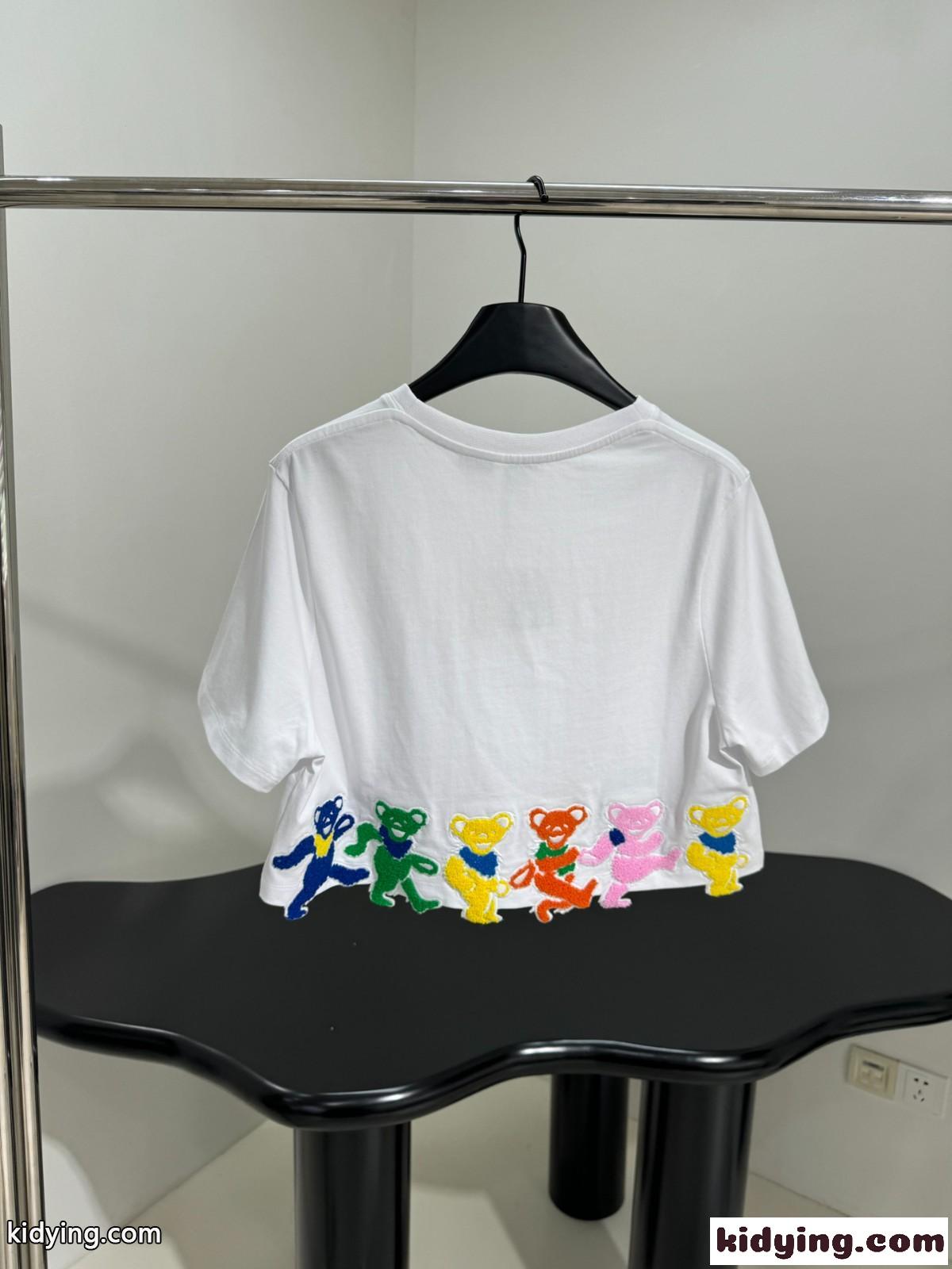 可愛い おしゃれ クロップドTシャツ ロエベ Tシャツ コピー コットン ホワイト-1