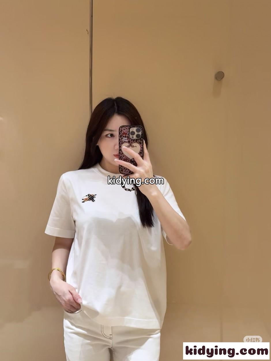 ナイトチェック コットンTシャツ バーバリー Tシャツ 偽物 ホワイト-5