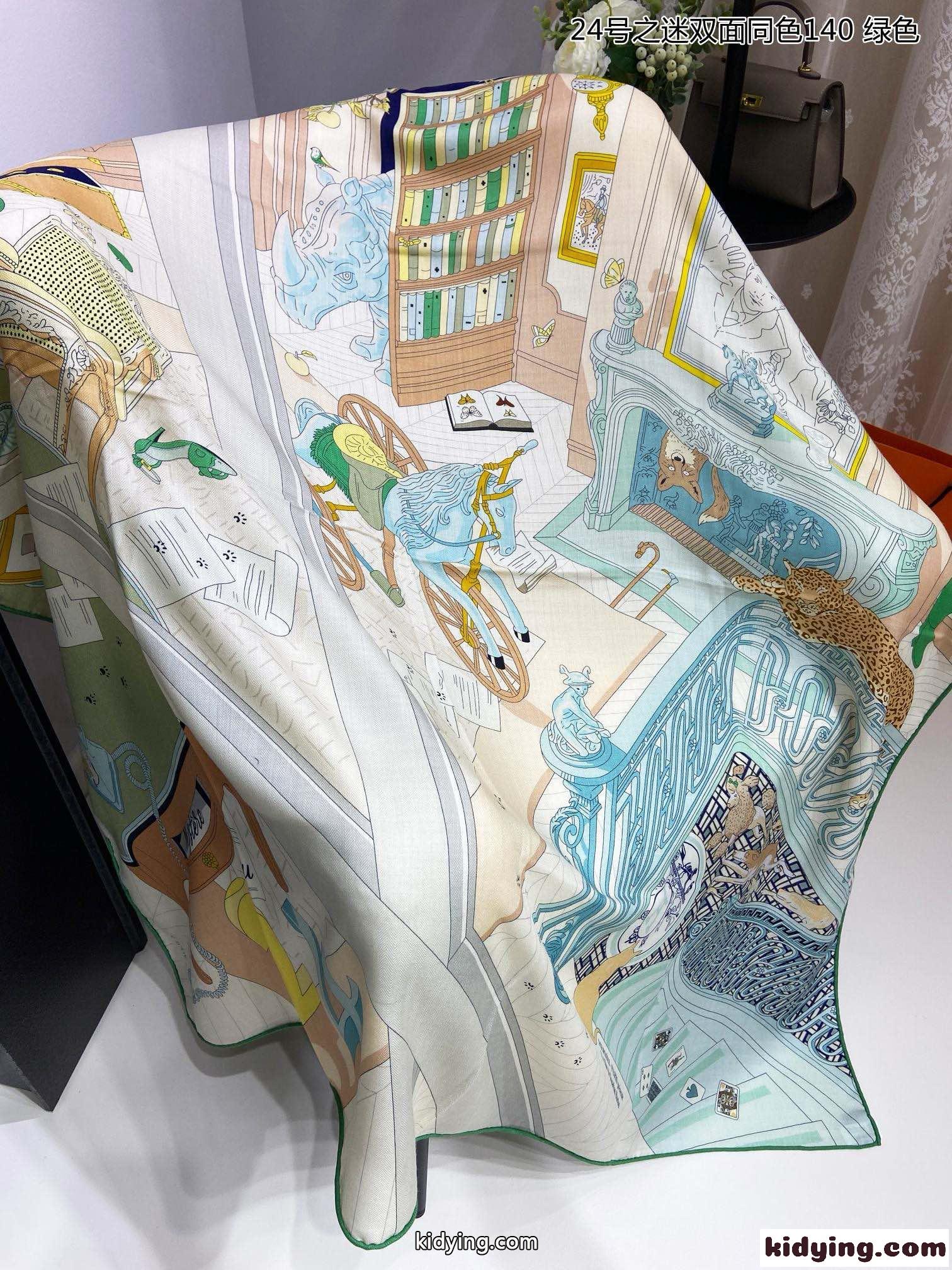 エルメス スカーフ コピー 大人 エレガント プリント カシミヤ＆シルク 140cm*140cm-0