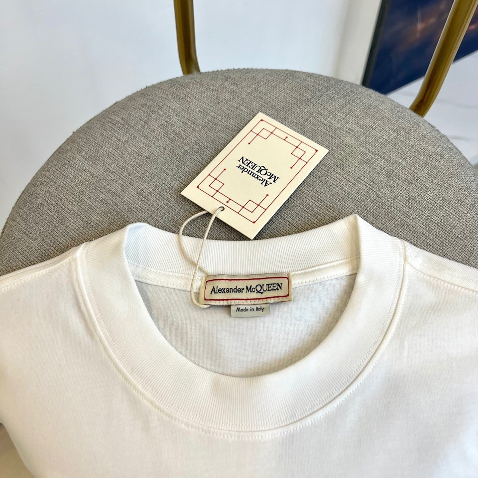 ワックス フラワー 半袖Tシャツ アレキサンダー・マックイーン Tシャツ コピー ホワイト-3
