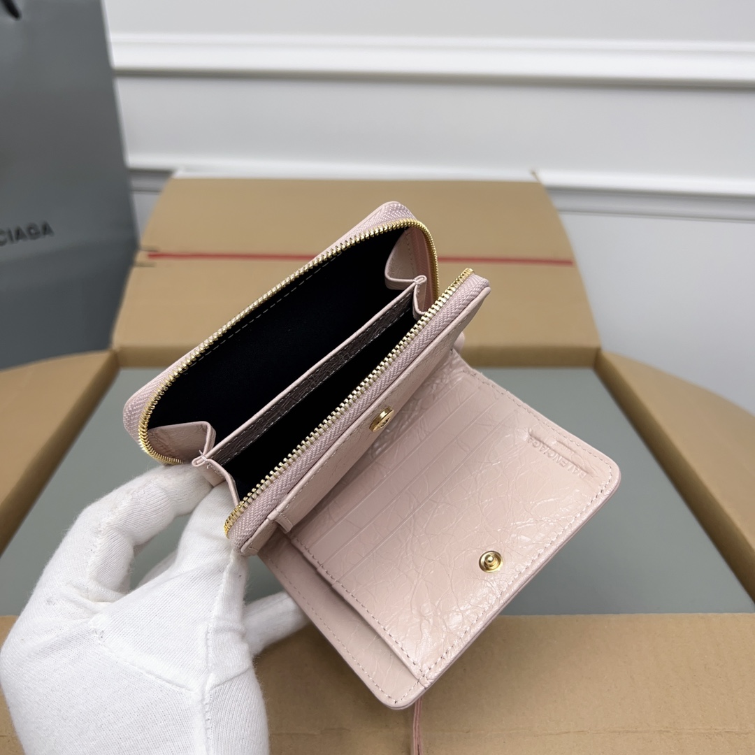 上品 高級感 コンパクトウォレット バレンシアガ 財布 コピー 二つ折り財布 ピンク-5