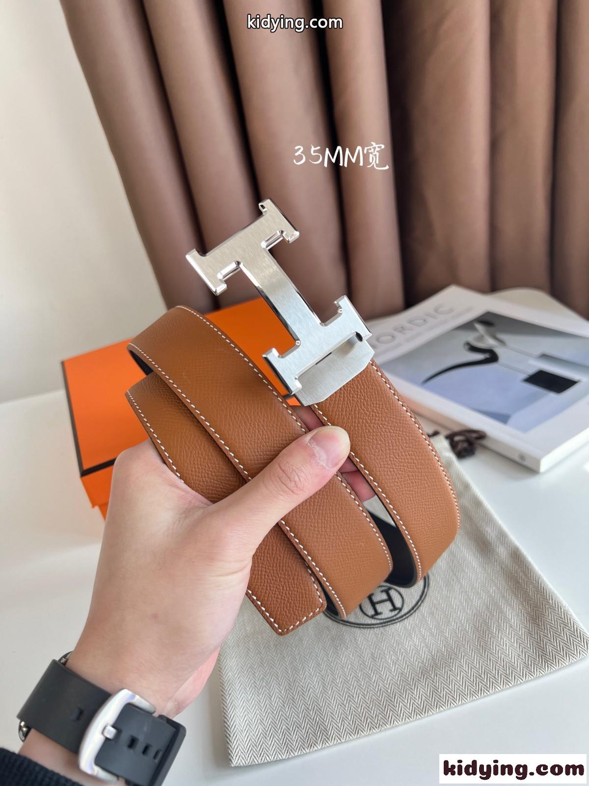 Hバックル リバーシブル レザーベルト エルメス ベルト コピー 合わせやすい-2