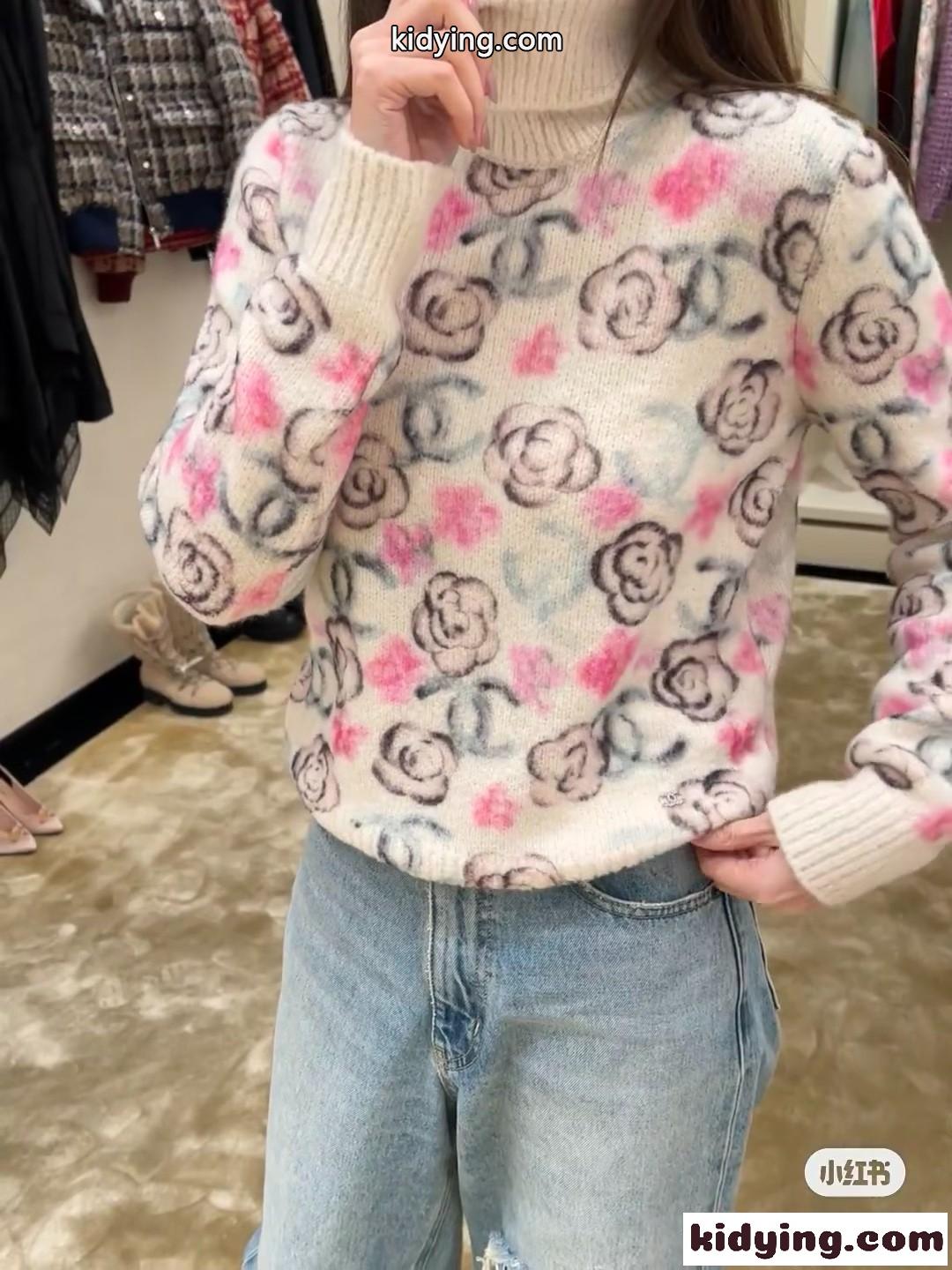 上品で可愛い♪花柄 プルオーバー シャネル セーター コピー タートルネックニット-4