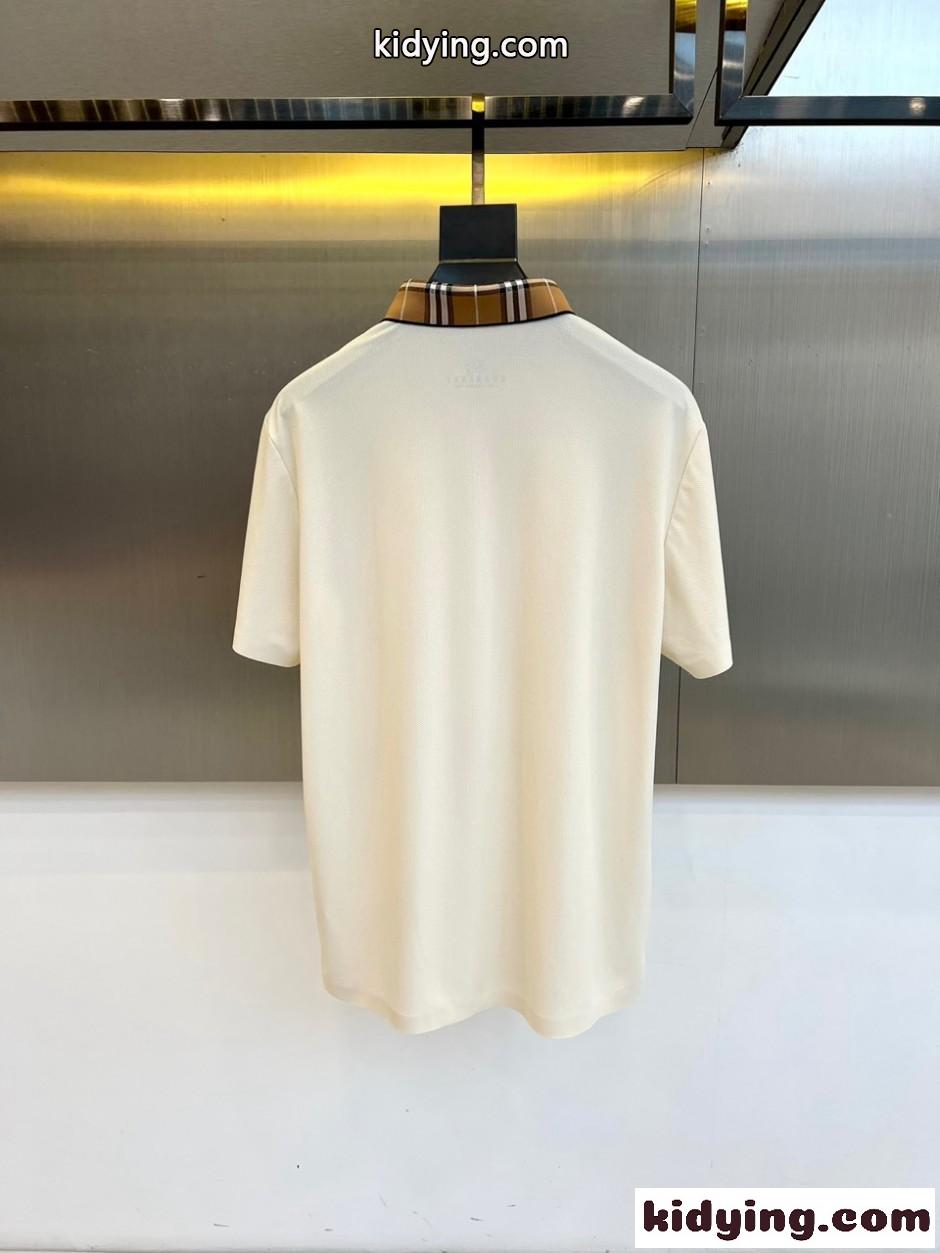 シンプル 上品 半袖 ポロシャツ バーバリー Tシャツ 偽物 ホワイト-4
