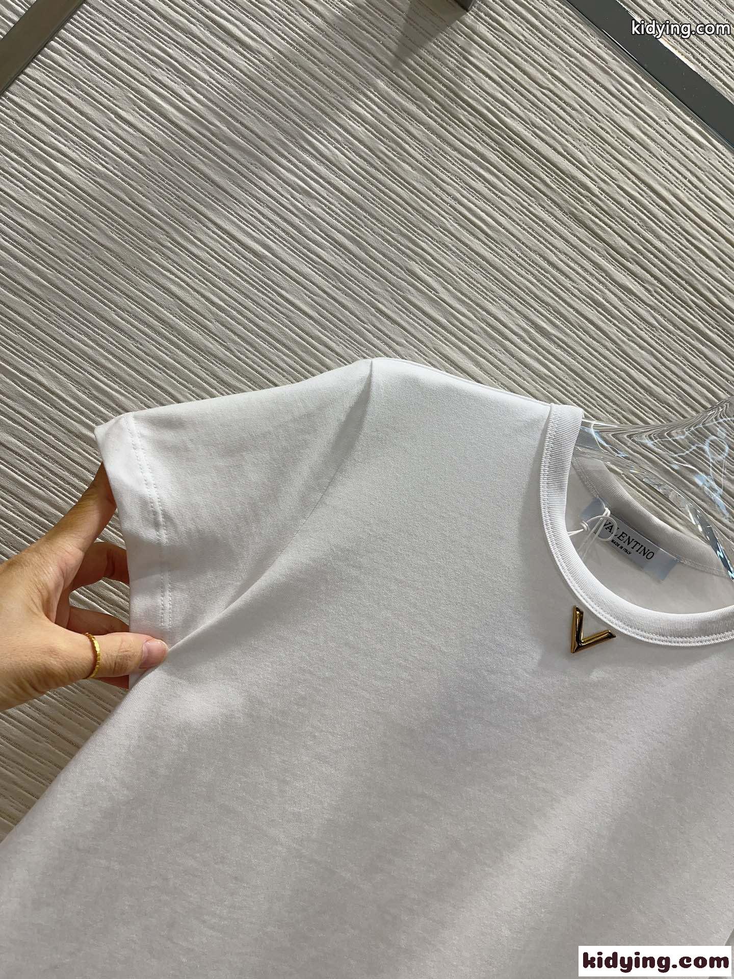 Vロゴ ジャージーコットン Tシャツ ヴァレンティノ 半袖Tシャツ コピー ホワイト-2