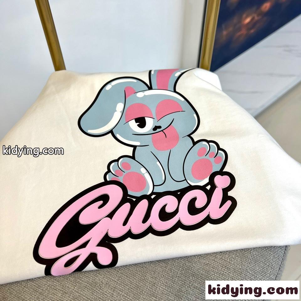 快適 コットン Tシャツ グッチ 半袖Tシャツ コピー クルーネック ホワイト-2