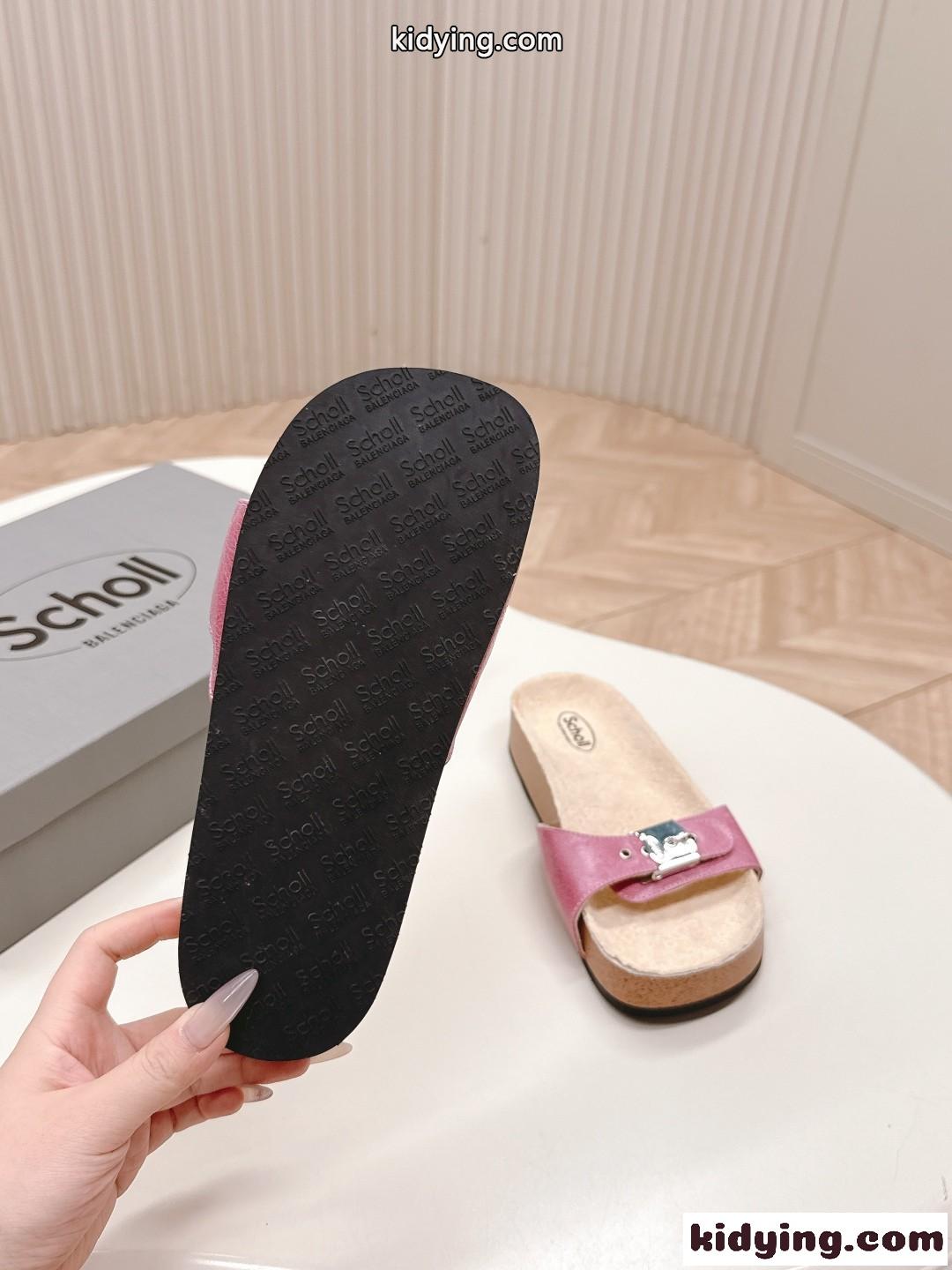 BALENCIAGA I Scholl フラット サンダル バレンシアガ サンダル コピー ピンク-4