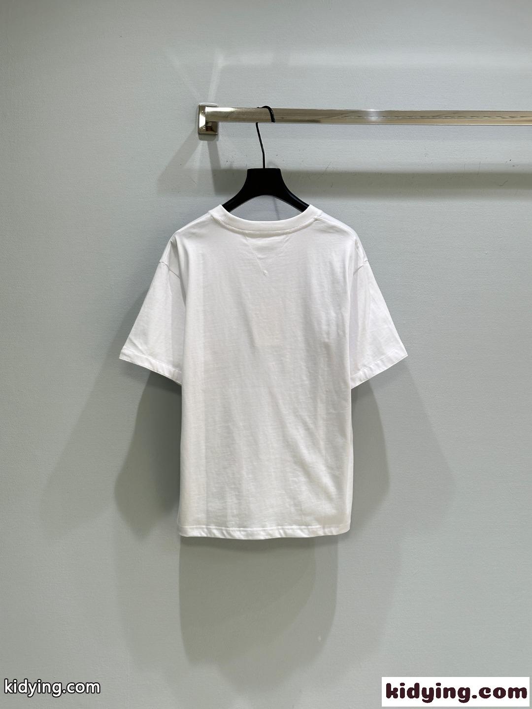 シンプル コットンジャージー 半袖Tシャツ ボッテガ・ヴェネタ Tシャツ コピー 刺繍入り-3
