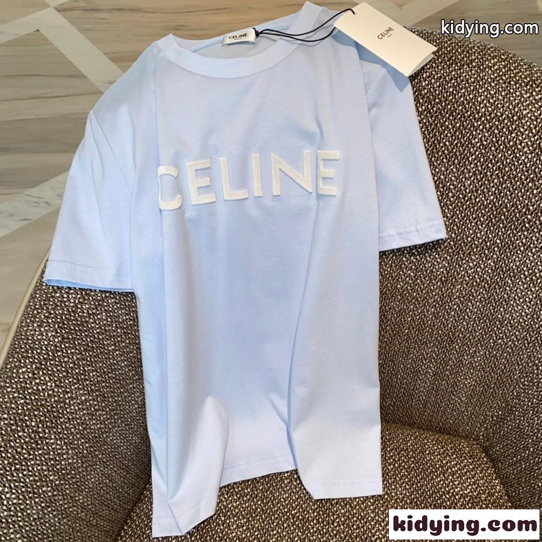 人気 ゆったり 体型カバー ロゴ クルーネック セリーヌ tシャツ コピー コットン 半袖 トップス 春夏 定番-1