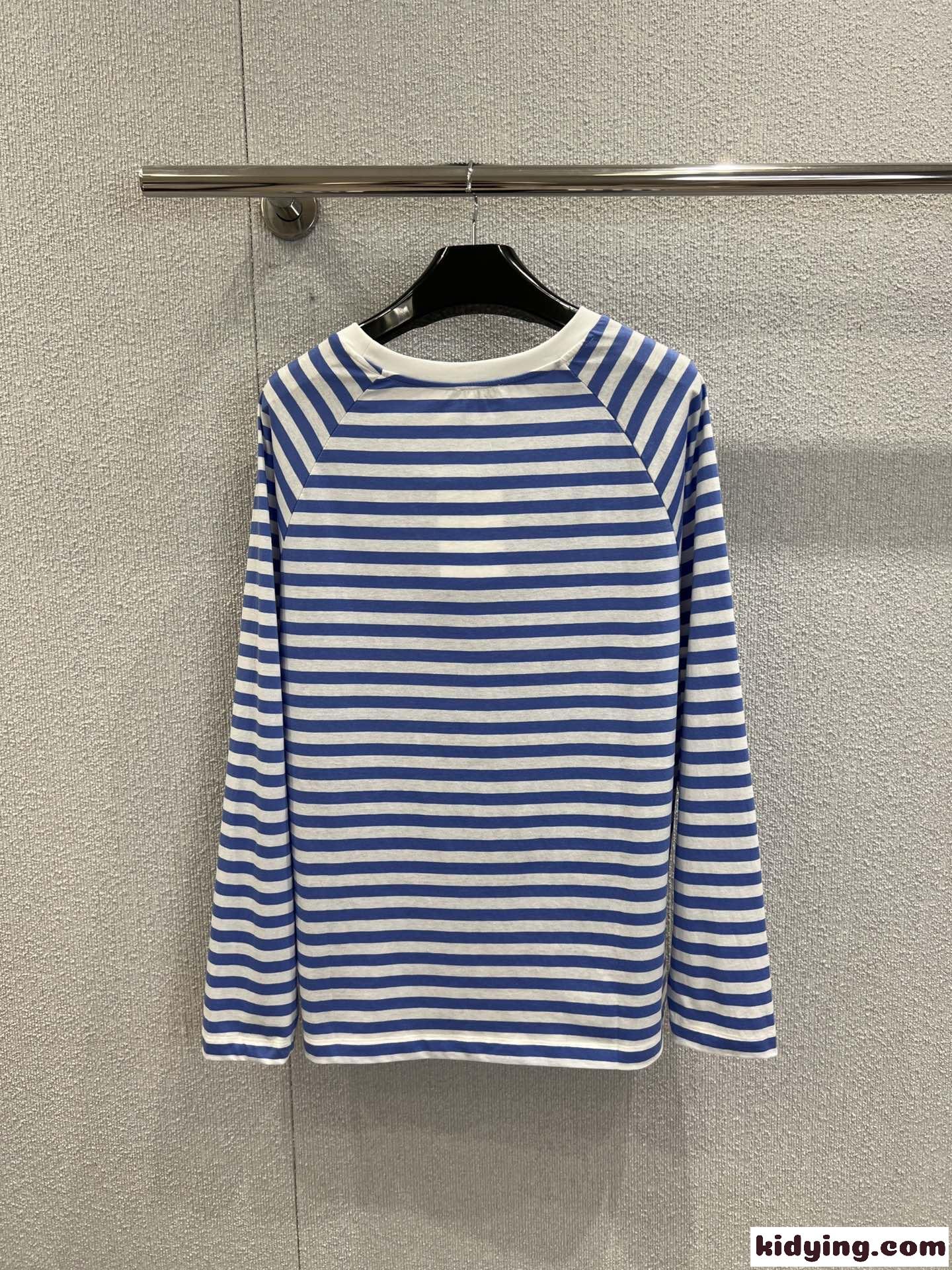 カジュアル ボーダー 長袖Tシャツ セリーヌ Tシャツ 偽物 コットン-2