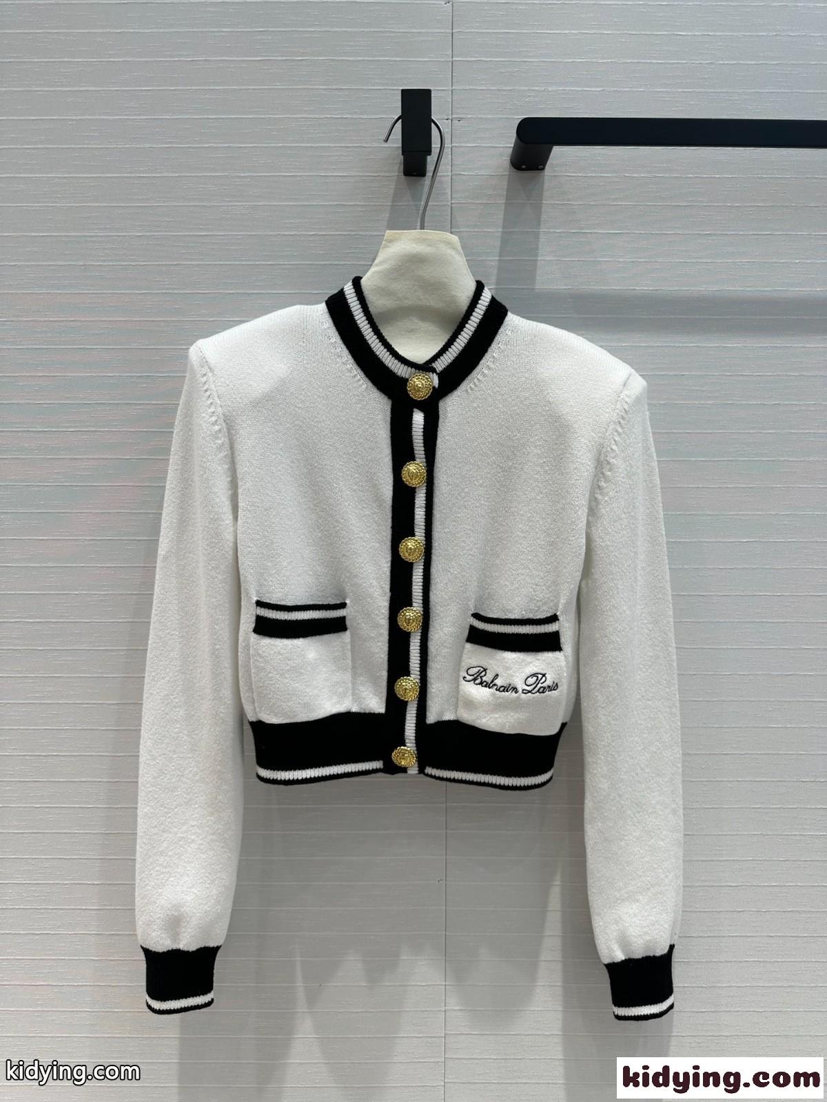 Balmain シグネチャー ニットカーディガン バルマン ニット コピー ホワイト-1