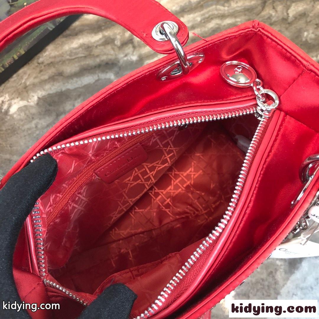 大人気 LADY DIOR カナージュ サテン ハンドバッグ クリスチャン・ディオール バッグ コピー レッド-3