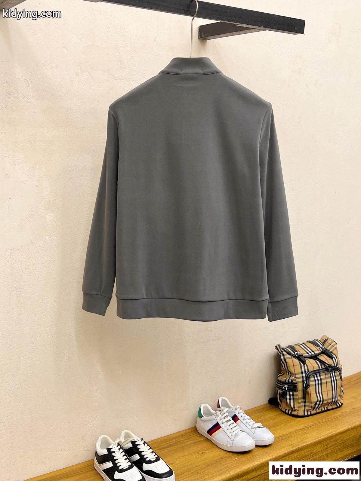 秋冬 カジュアル ハーフジップ ロゴ アルマーニ Tシャツ コピー 長袖Tシャツ グレー-4