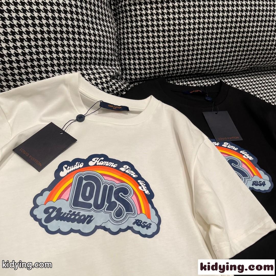 人気 新作 ロゴプリントユニセックス 半袖Tシャツ ルイヴィトン Tシャツ コピー-4