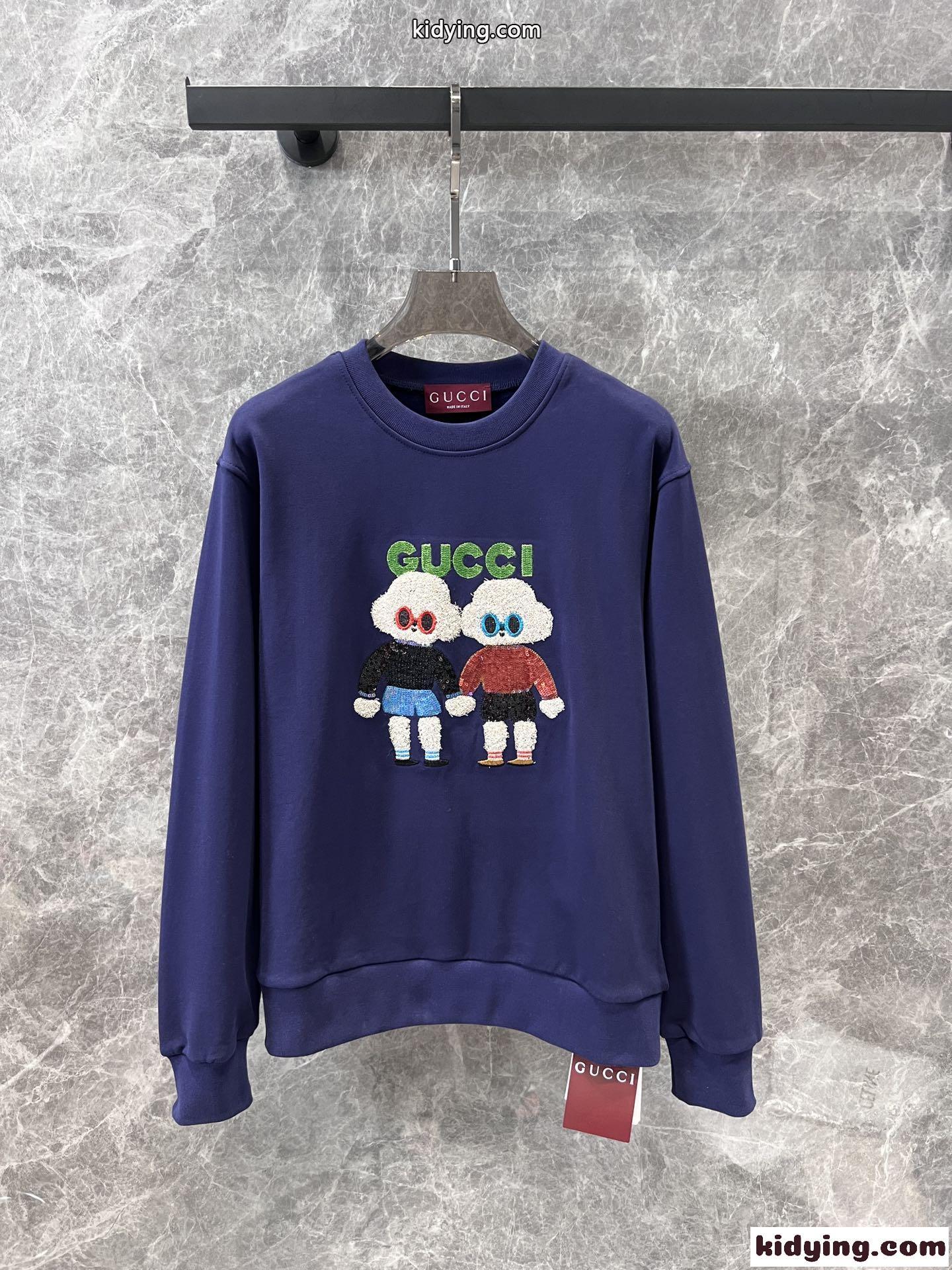 可愛い コットン スウェットシャツ グッチ Tシャツ コピー クルーネック-1