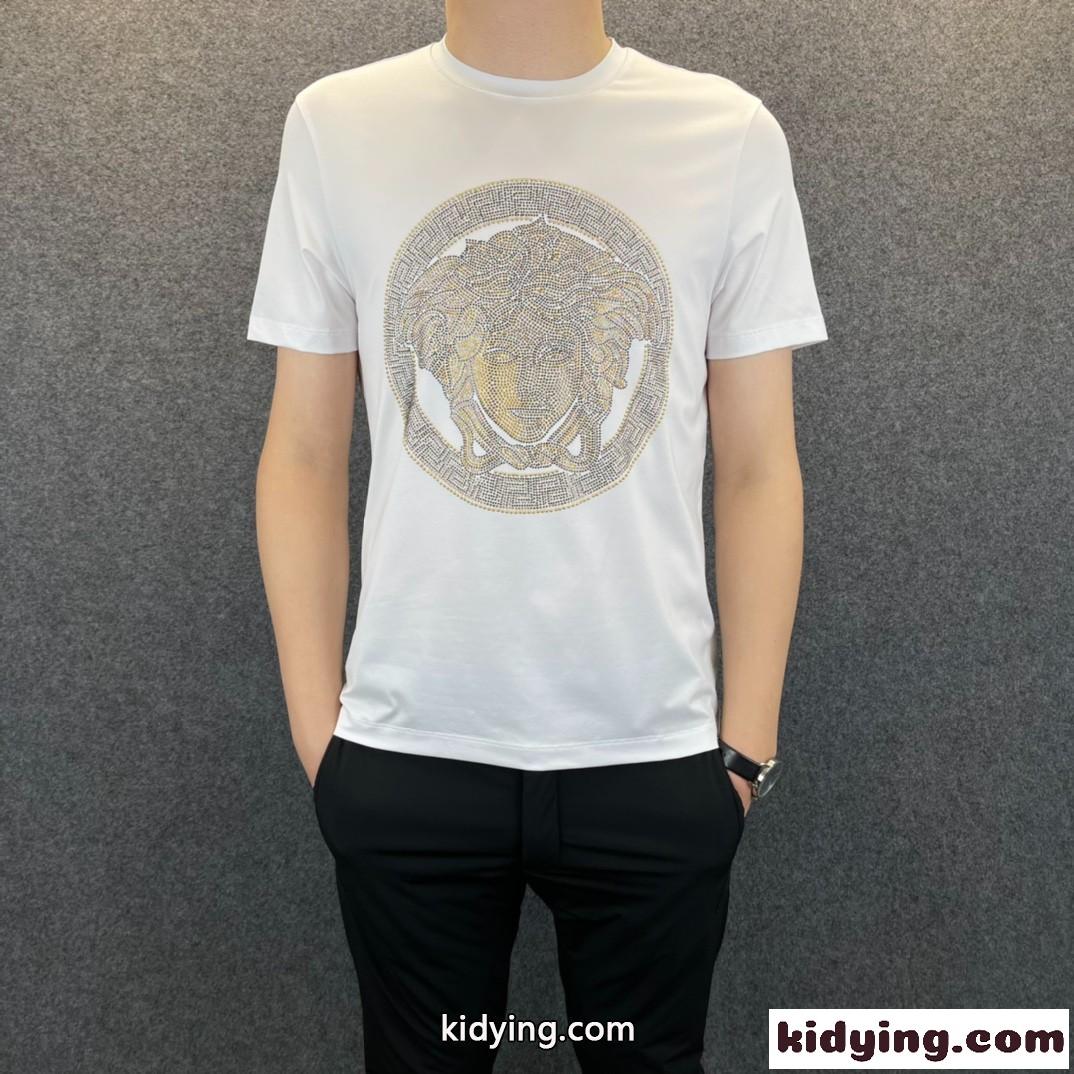 人気 おしゃれ エンベリッシュド メドゥーサ ロゴ ヴェルサーチ tシャツ コピー クールネック 4色あり カジュアル-0