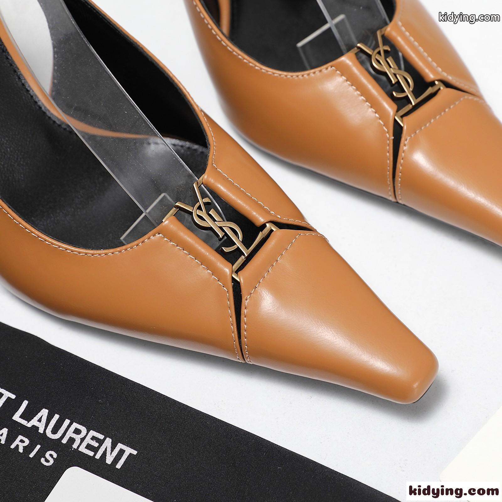 YSL バビロン ブルトイユ スリングバックパンプス スーパーコピー ブラウン-2