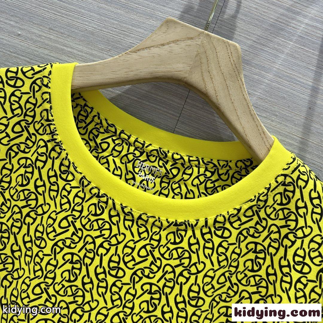 目を惹くデザイン♥マイクロTシャツ エルメス 半袖Tシャツ コピー イエロー-1