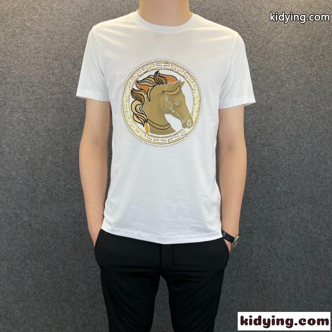 5色あり ラウンドネック カジュアル おしゃれ プリント 柔らかい 快適 エルメス Tシャツ コピー 半袖 春夏-0