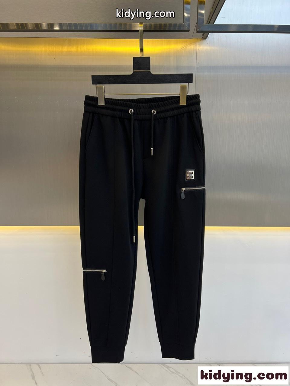 秋冬 合わせやすい ジバンシィ パンツ 偽物 メンズ 厚手 スウェットパンツ ブラック-0