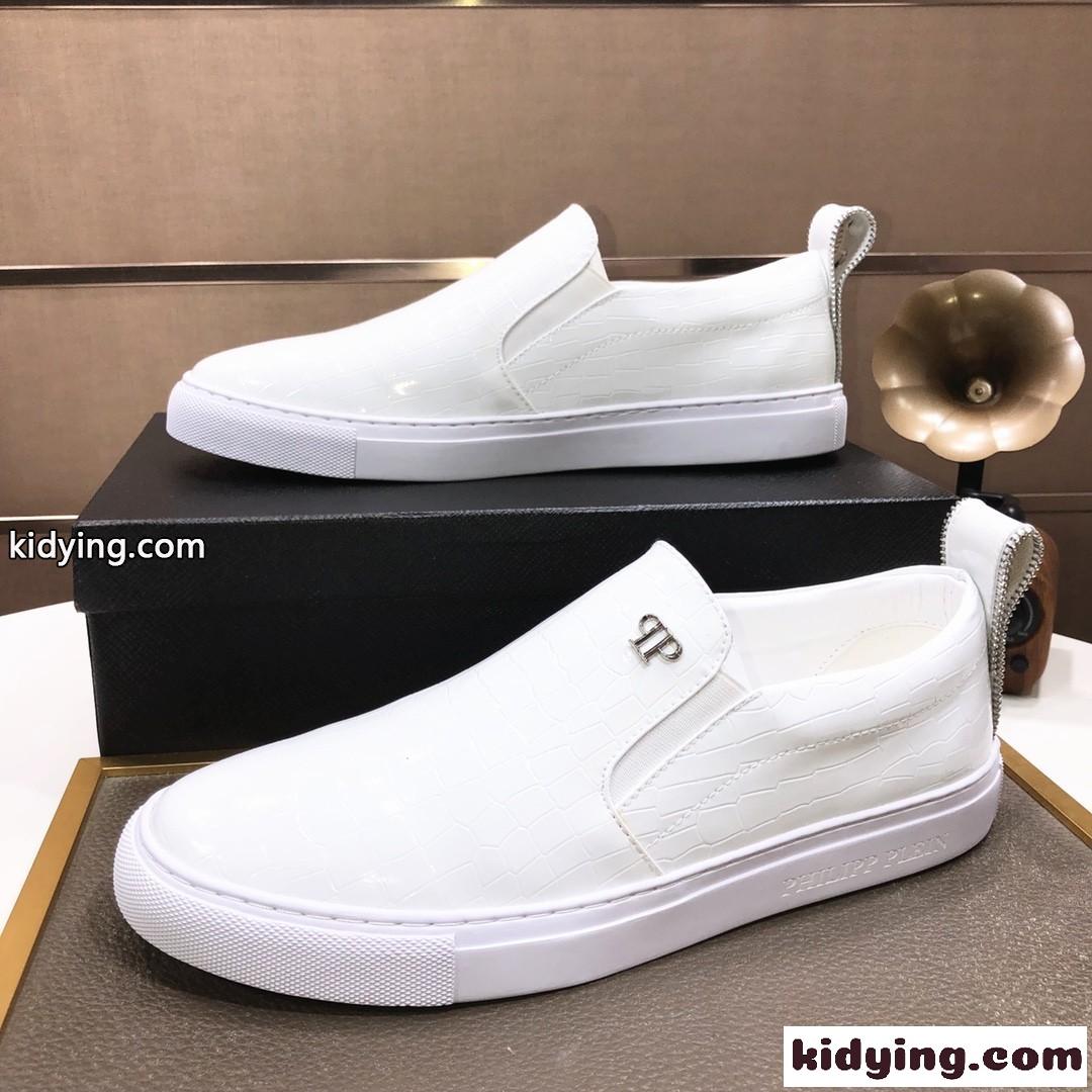 シンプル カジュアル 人気 ラウンドトゥ 定番 おしゃれ フィリッププレイン スニーカー コピー メンズ ホワイト-4