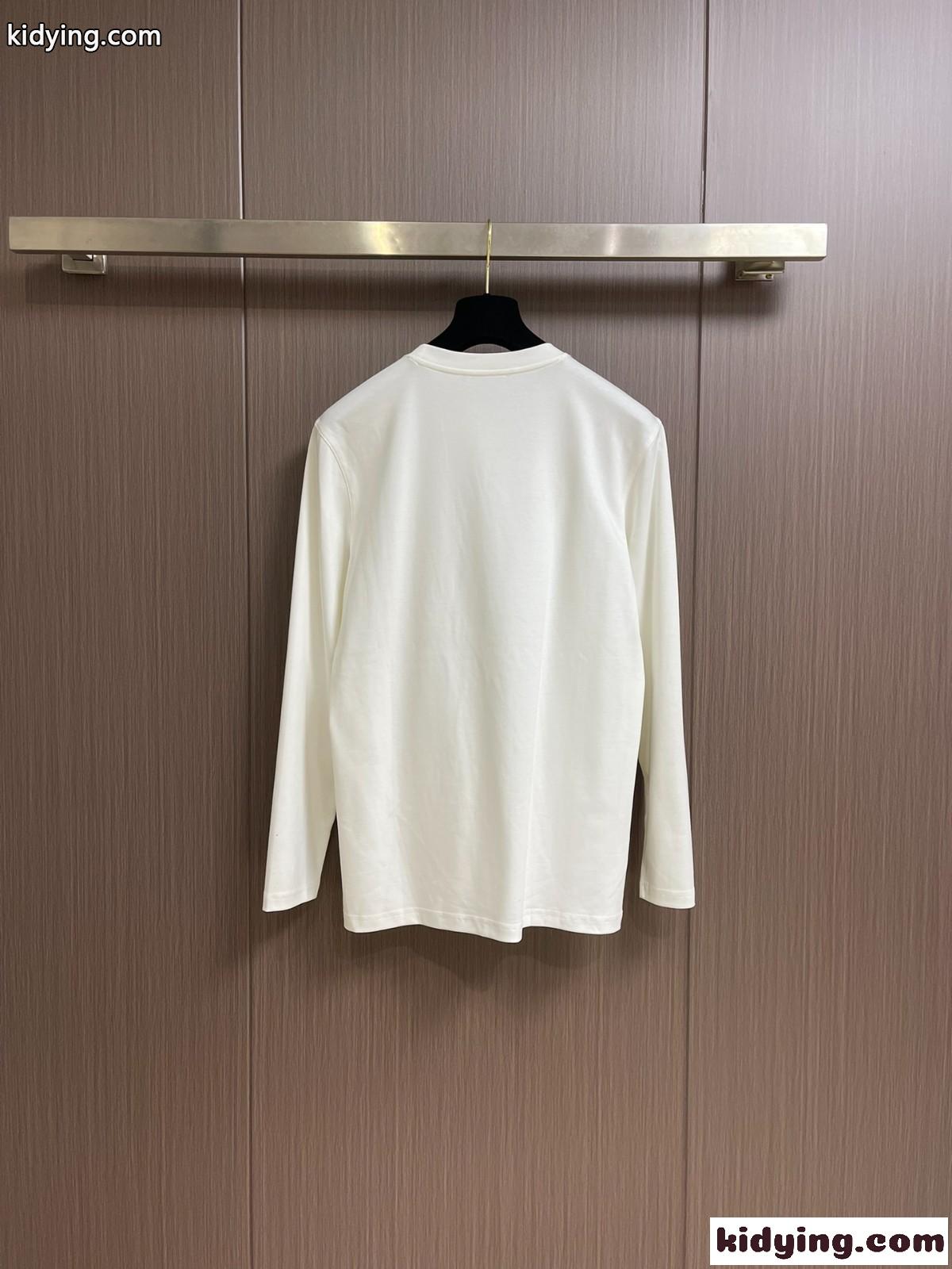 ドルチェ&ガッバーナ Tシャツ コピー シンプル 上品 ロゴプリント コットン 長袖Tシャツ ホワイト-1