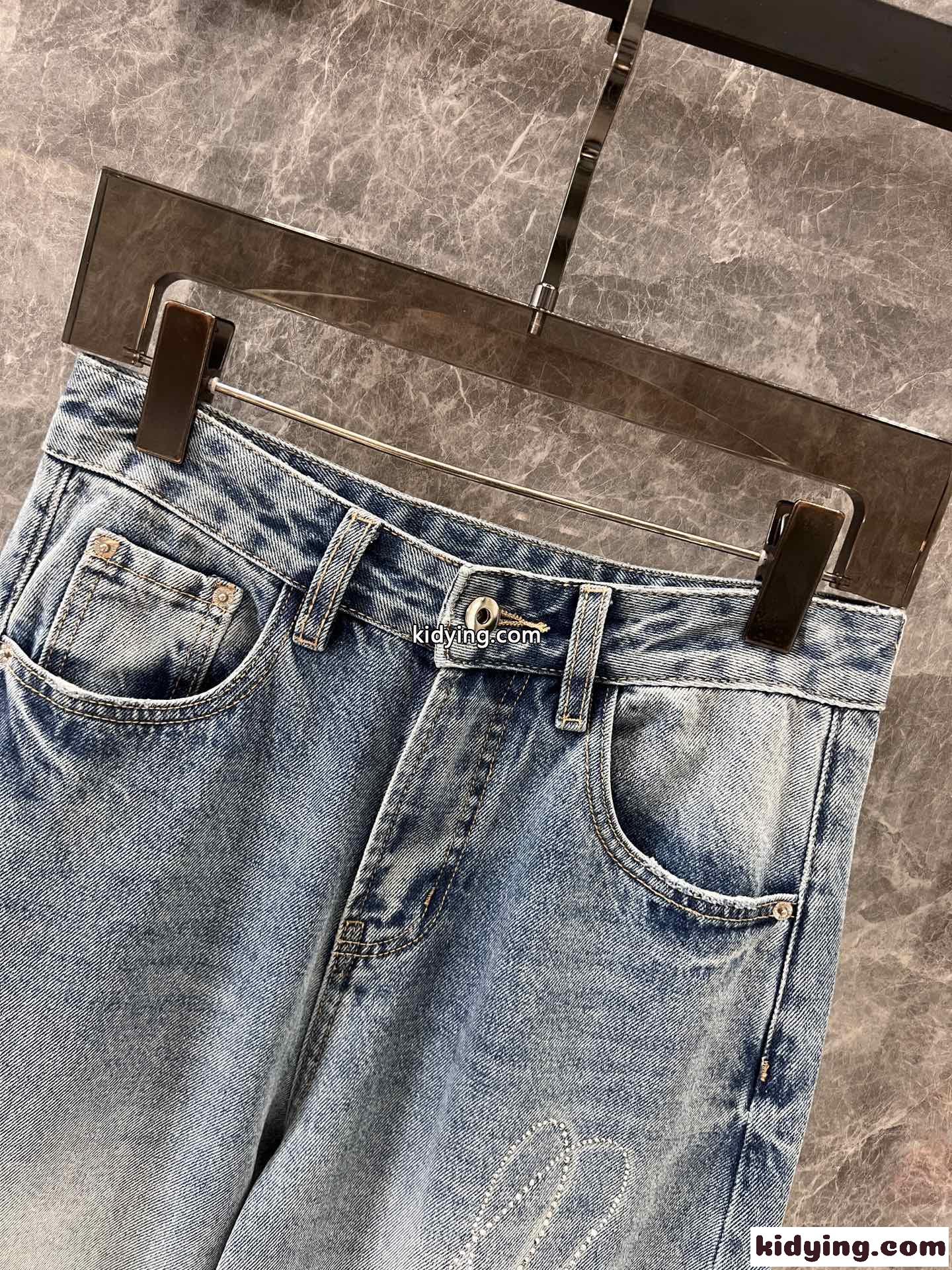 ラインストーンロゴ カーブデニムパンツ アレキサンダーワング ジーンズ コピー-3