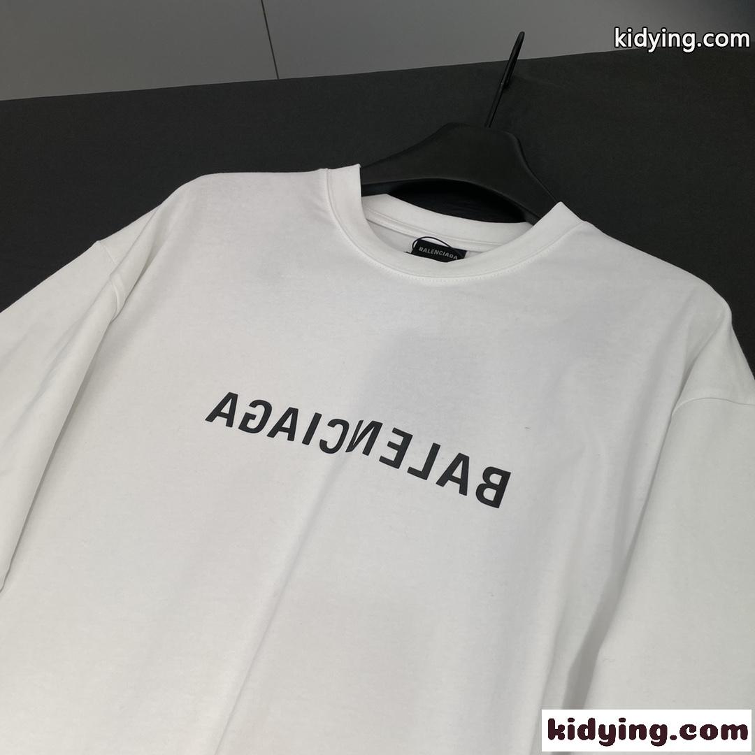 バレンシアガ Tシャツ コピー ユニセックス シンプル MIRROR ロゴ 半袖Tシャツ ファッション-3