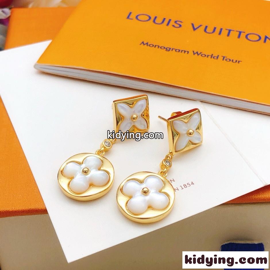 LV モノグラム・フラワー マザーオブパール ドロップピアス ルイ・ヴィトン イヤリング 偽物-2