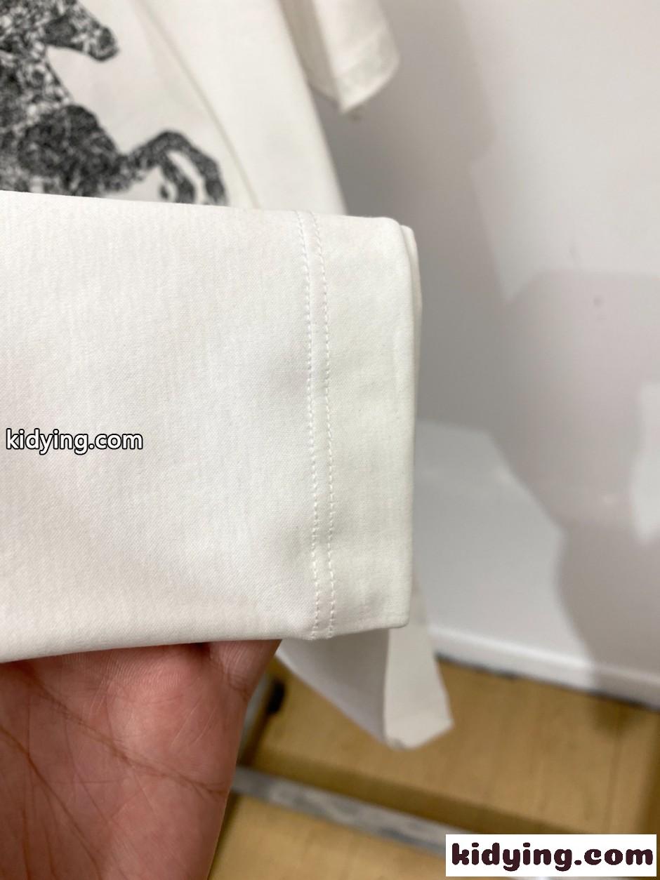 ホースモチーフ クルーネック 半袖Tシャツ エルメス Tシャツ 偽物 ホワイト-3