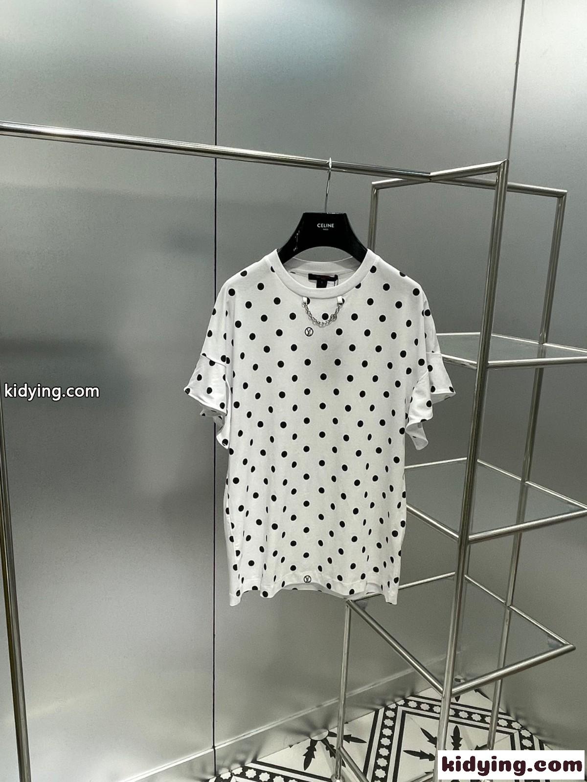 定番 おしゃれ 可愛い ドット柄 柔らかい 快適 レディース ルイ・ヴィトン Tシャツ コピー 半袖 トップス-2