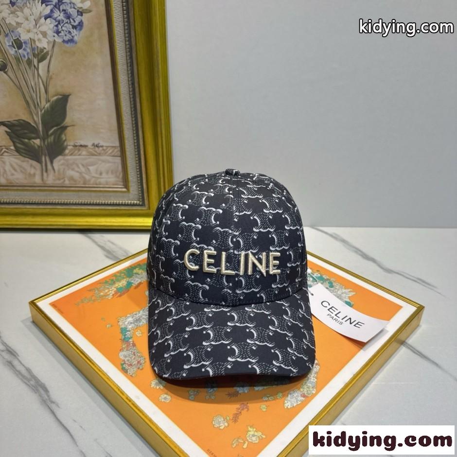 ロゴ刺繍 セリーヌ キャップ 偽物 トリオンフ総柄 ベースボールキャップ-0
