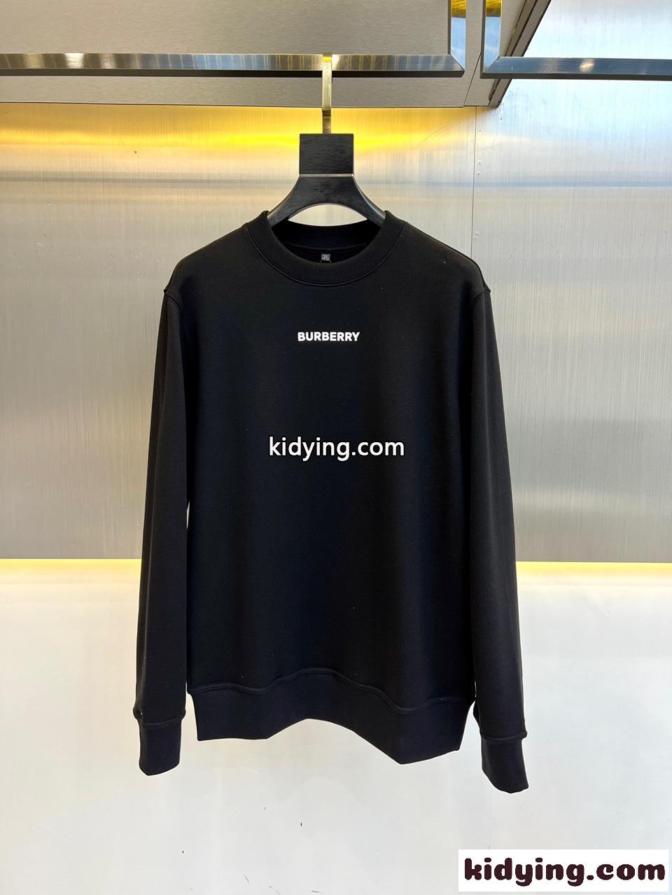 バーバリー Tシャツ コピー 定番 プリント クルーネック コットン スウェットシャツ ブラック-0