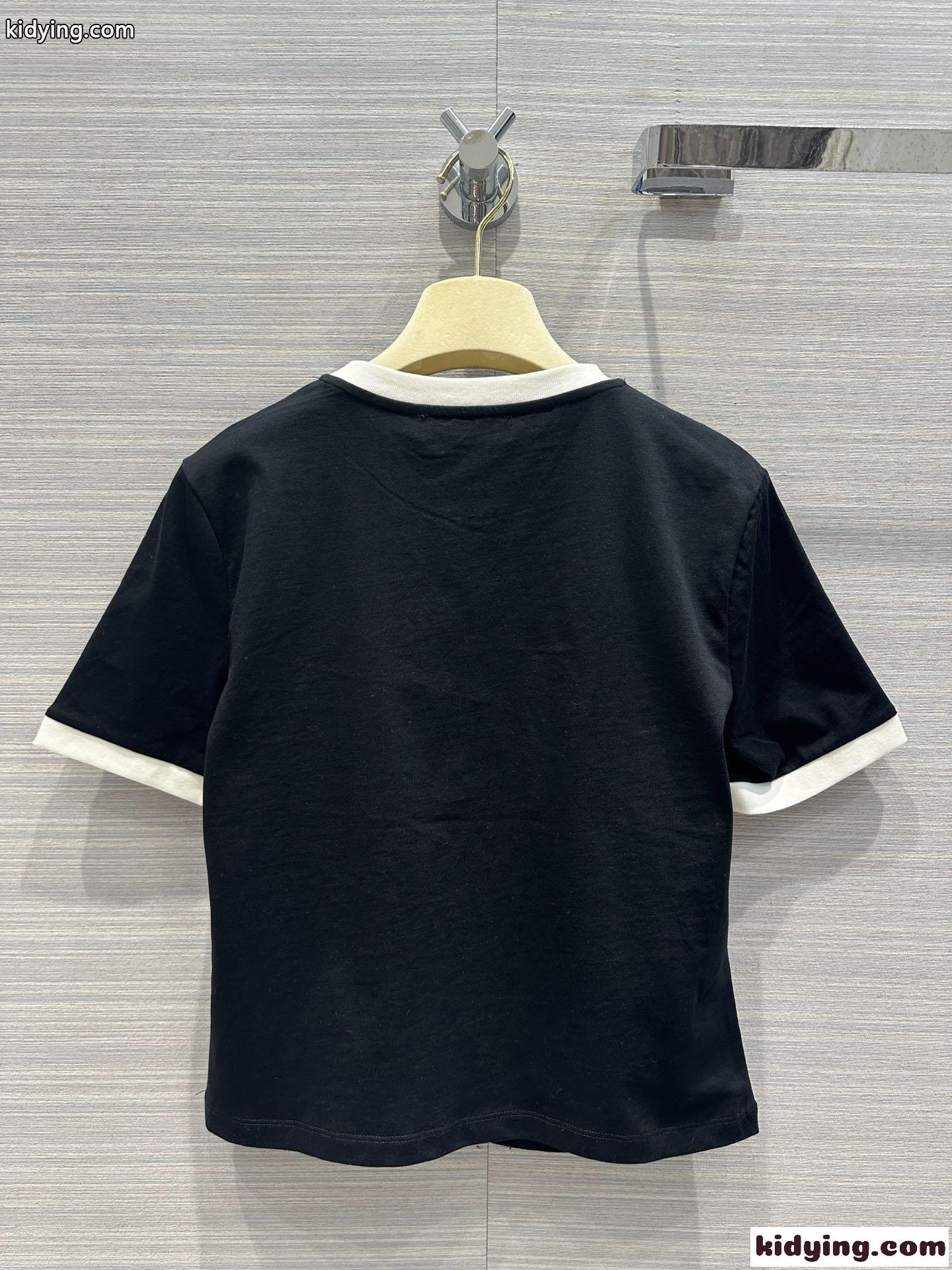 人気 ロゴ コットン 半袖Tシャツ ミュウミュウ Tシャツ コピー ブラック-4