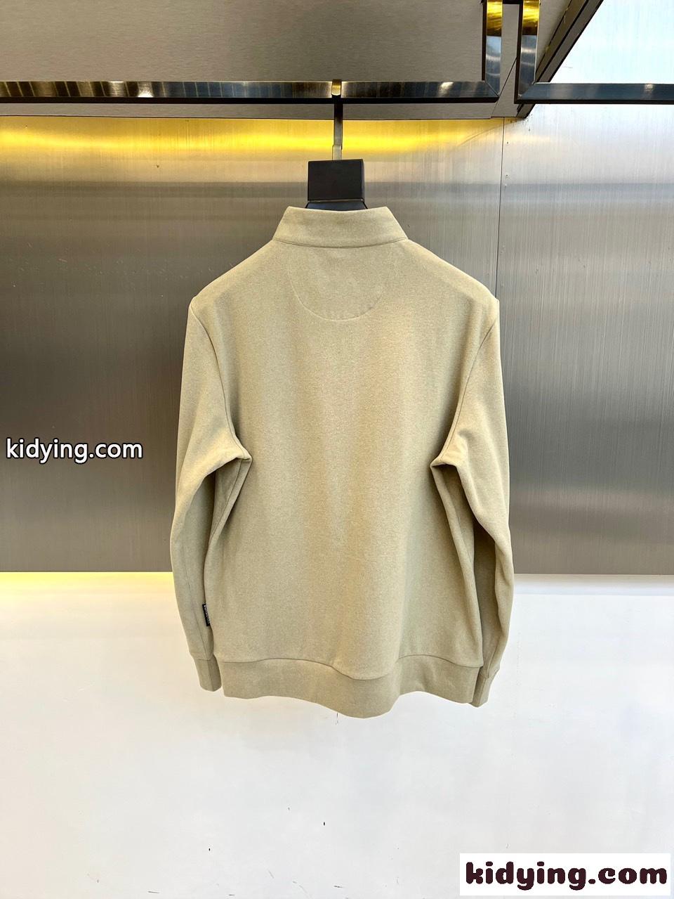 ハーフジップ フリース プルオーバー バーバリー 長袖Tシャツ 偽物 カーキ-3