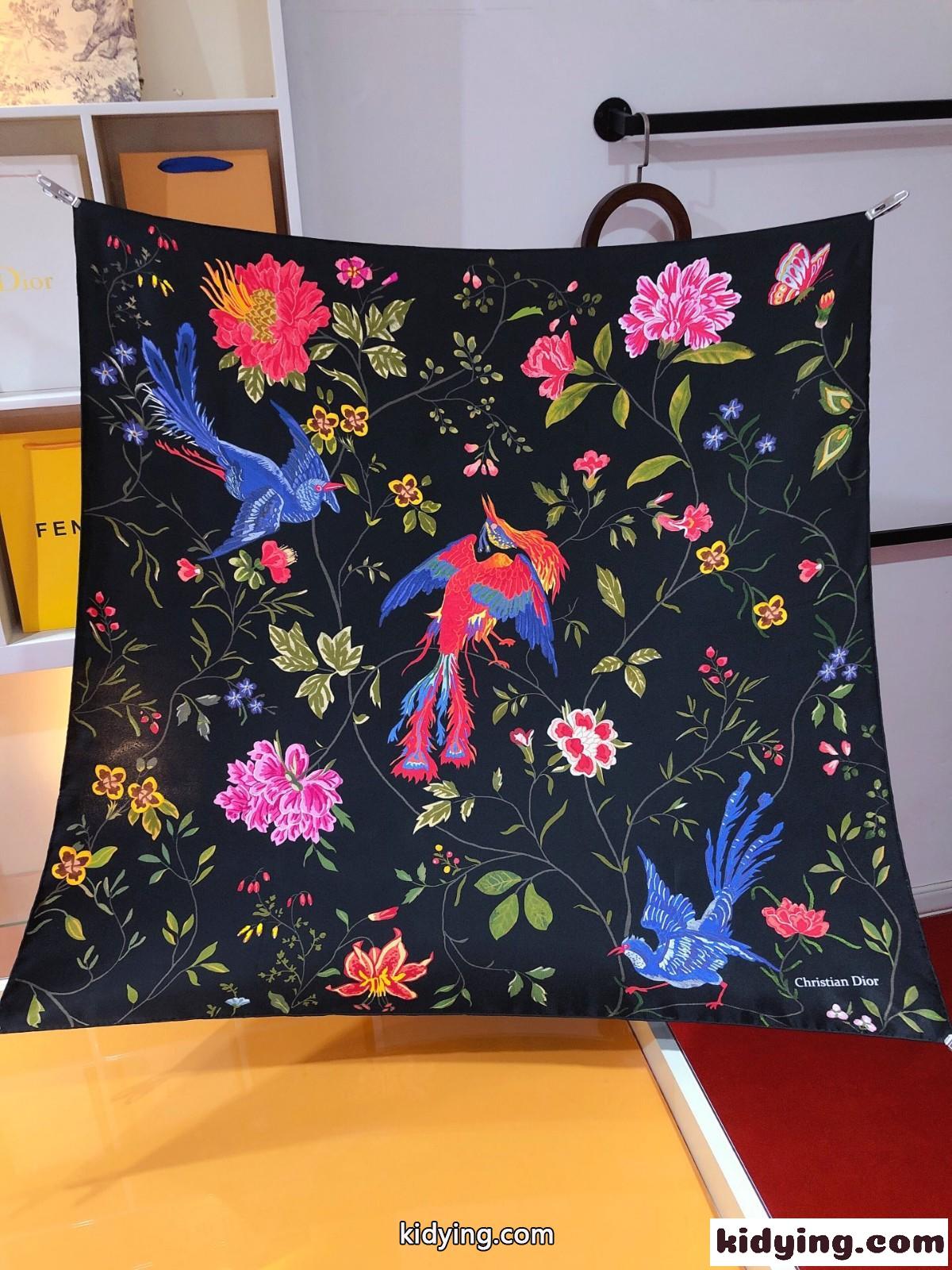 クリスチャン・ディオール スカーフ コピー レディース DIOR BIRDS 90 スクエアスカーフ-1