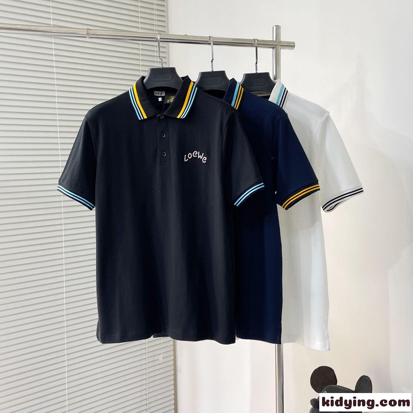 定番 人気 おしゃれ コットンピケ 半袖 ポロシャツ ロエベ Tシャツ コピー メンズ-3