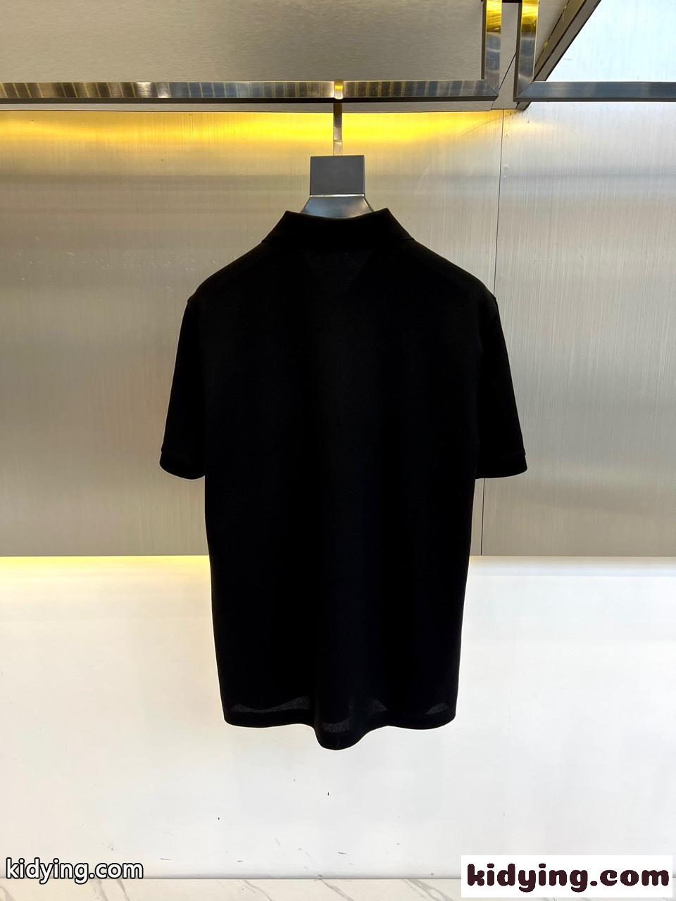 洗練された コットンピケ ポロシャツ バーバリー 半袖Tシャツ コピー ブラック-4
