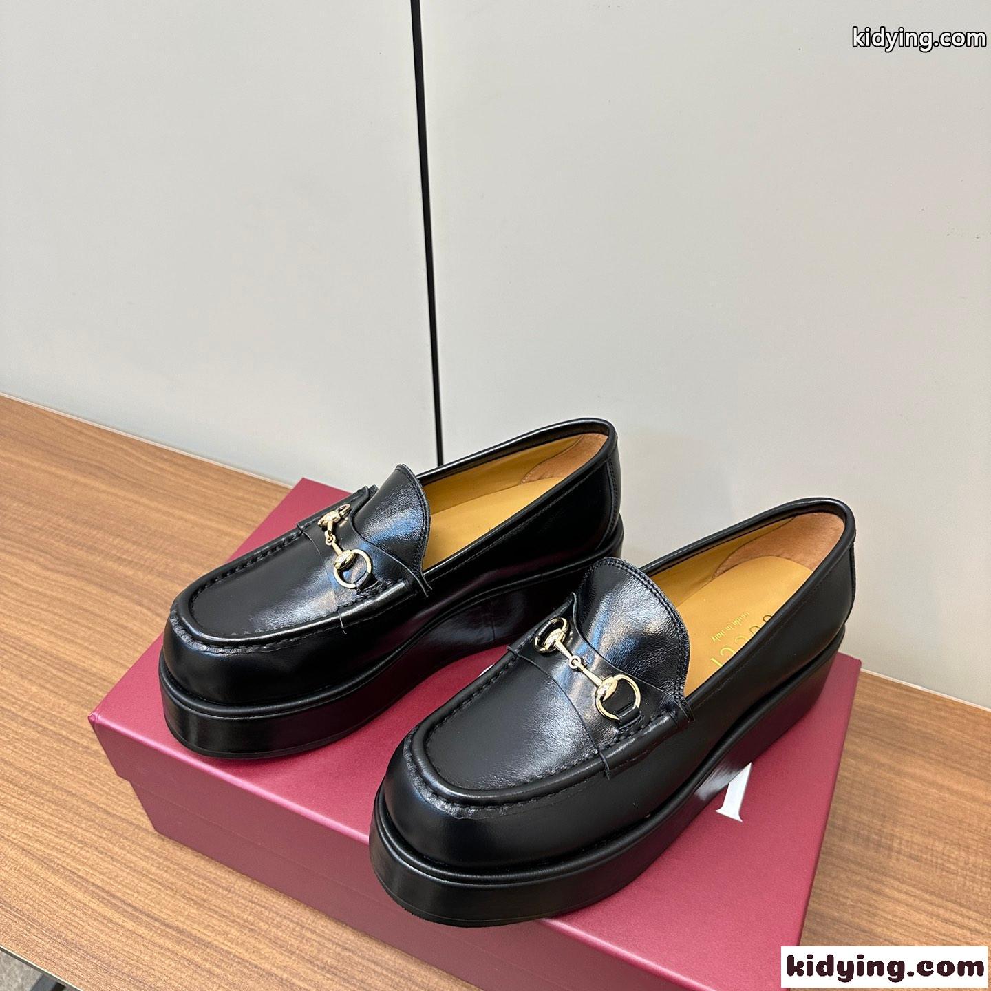 GUCCI ホースビット ウィメンズ プラットフォーム ローファー グッチ スーパーコピー ブラック-0