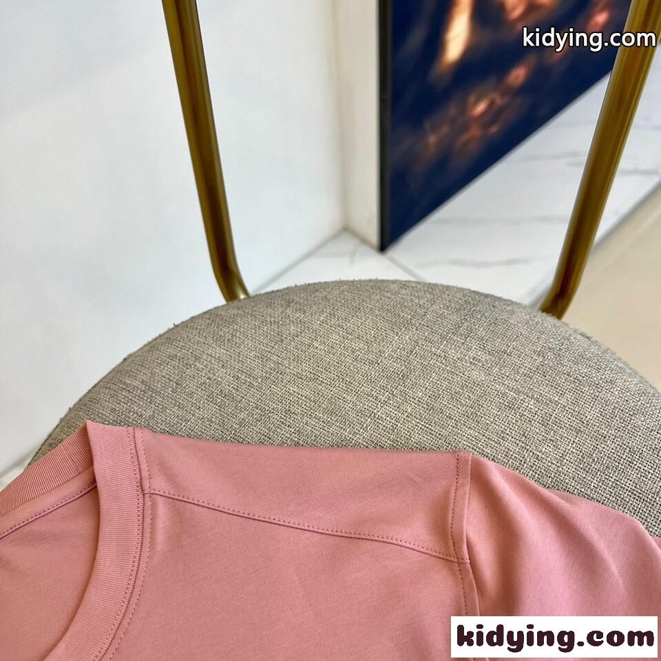 快適 冷感 クルーネック 半袖Tシャツ エルメネジルド・ゼニア Tシャツ コピー ピンク-1