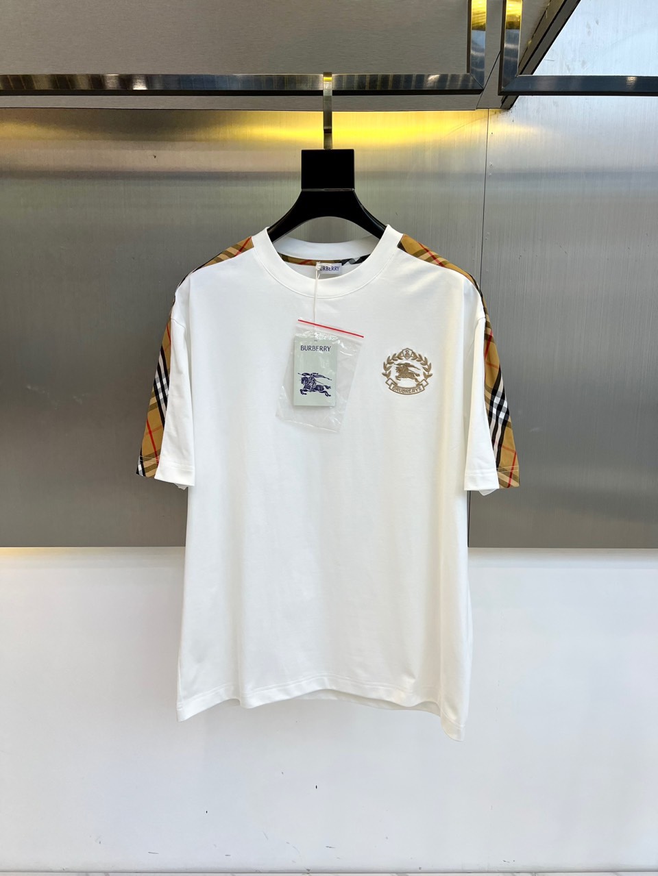 カジュアル コットン クルーネック Tシャツ バーバリー 半袖Tシャツ コピー ホワイト-0