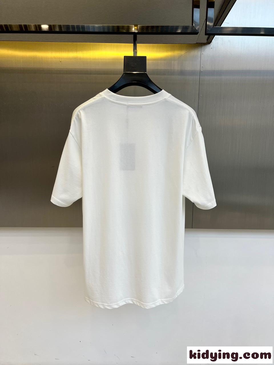 カジュアル プリント バレンシアガ Tシャツ 偽物 クルーネック 半袖トップス ホワイト-3