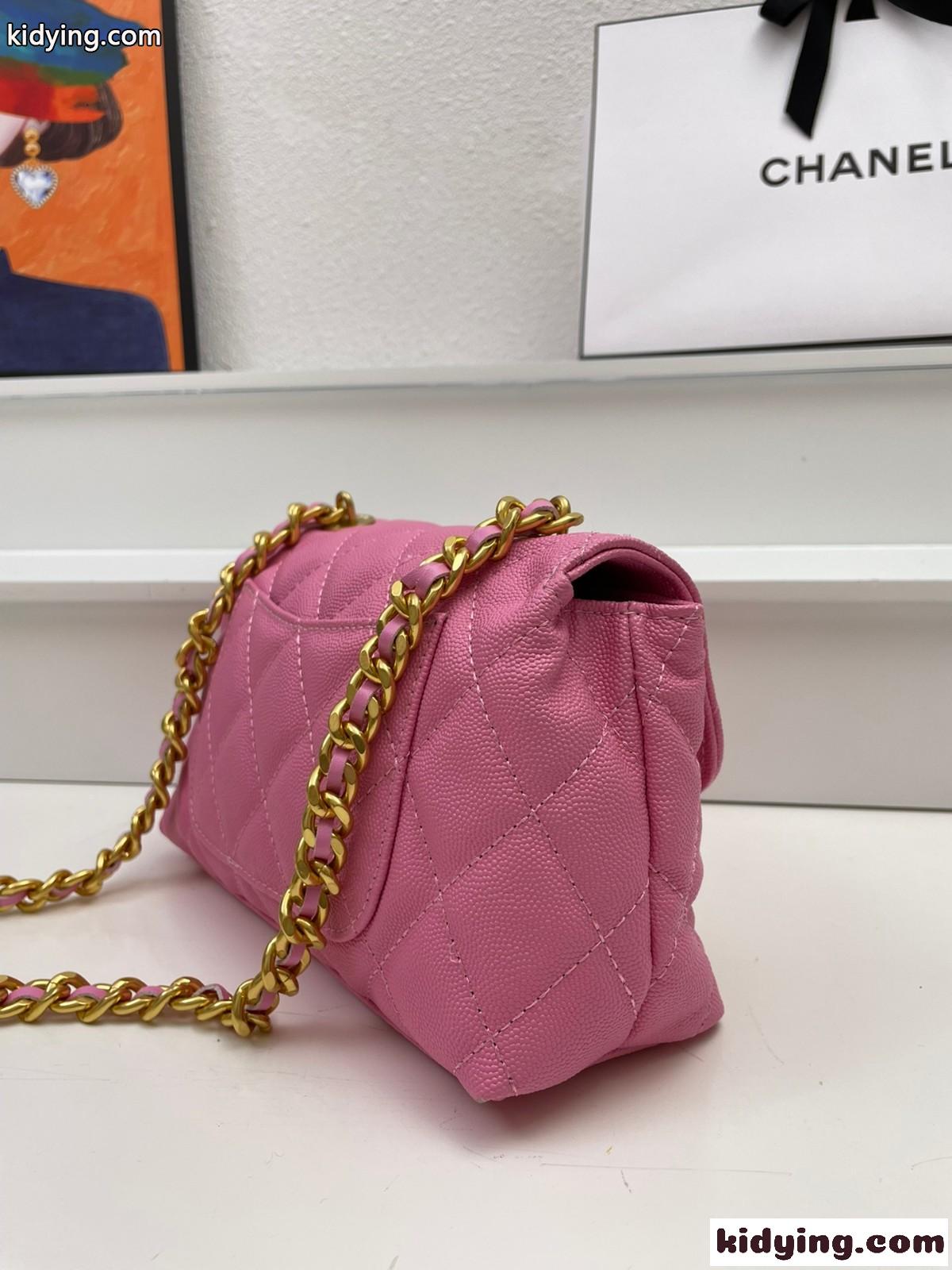 可愛い 23P フラップバッグ シャネル バッグ コピー チェーン ショルダーバッグ ピンク-0
