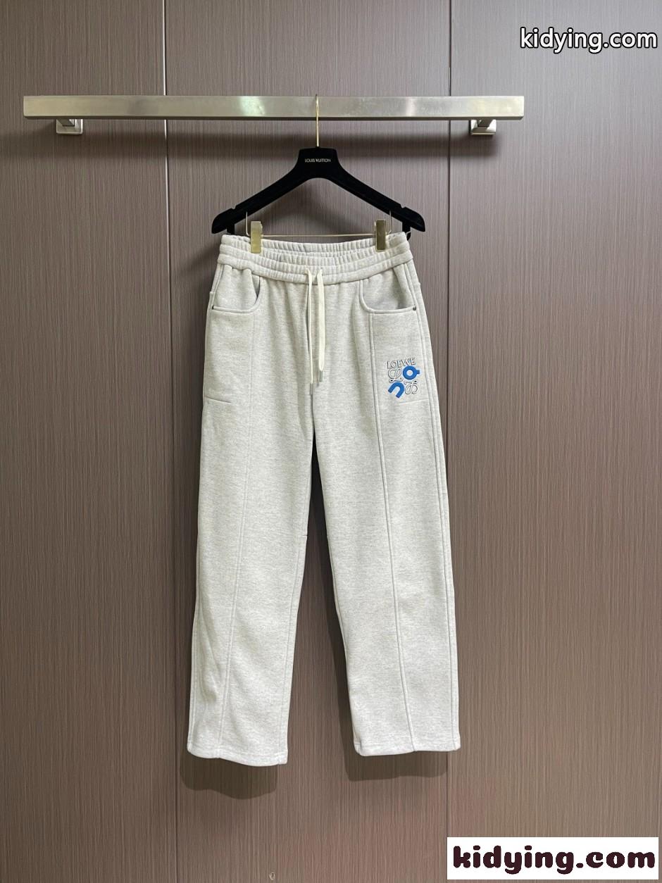 カジュアル スウェットパンツ ロエベ パンツ 偽物 ロングパンツ ライトグレー-0