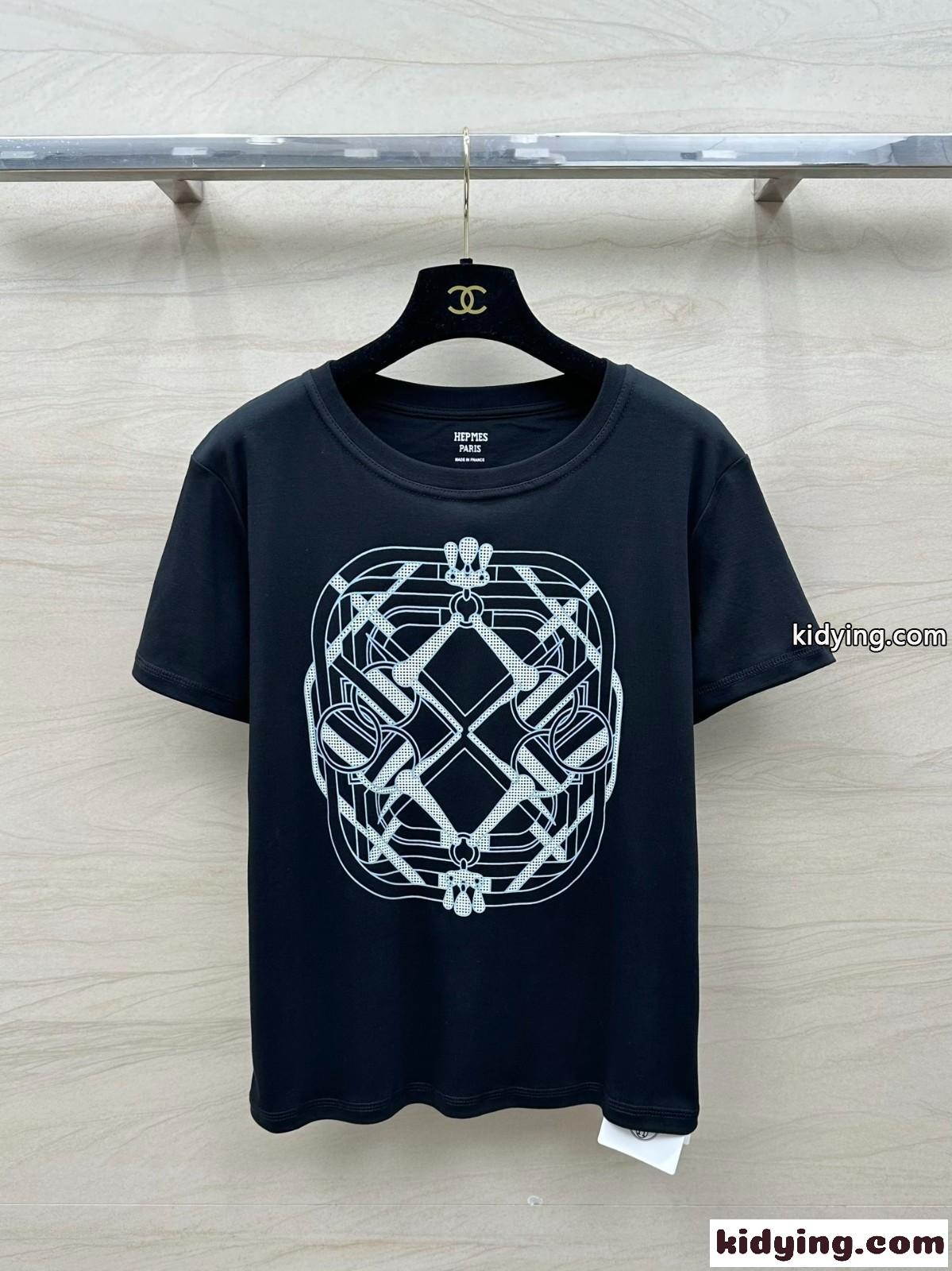 大人気 使い勝手の良い 半袖Tシャツ エルメス Tシャツ コピー ブラック-2