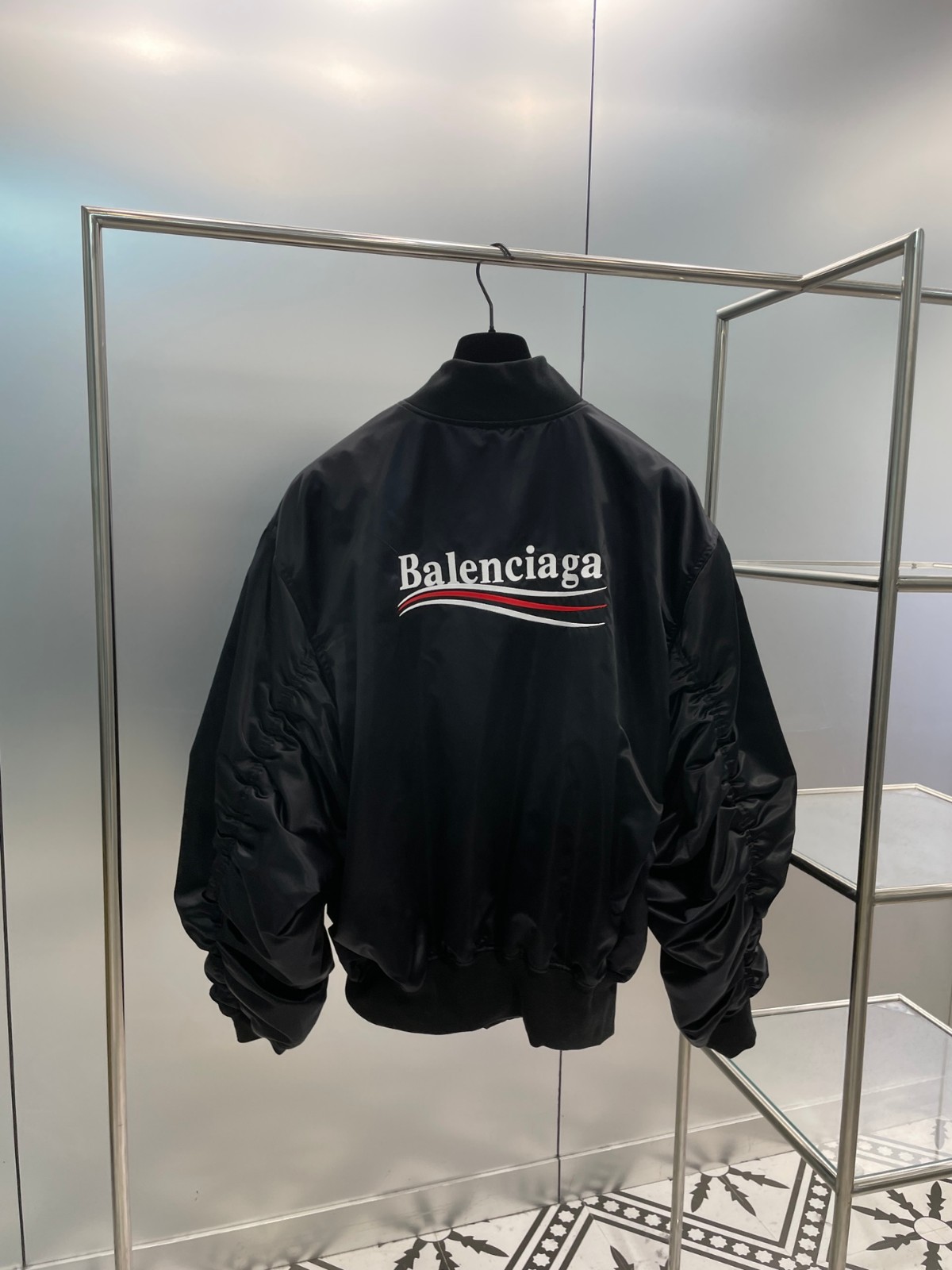 POLITICAL CAMPAIGN VARSITY ジャケット バレンシアガ ジャケット コピー ブラック-2